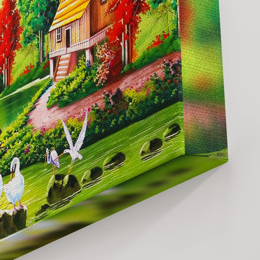 GM GIFT MASTER Beautiful Green Village Landscape with Mountains